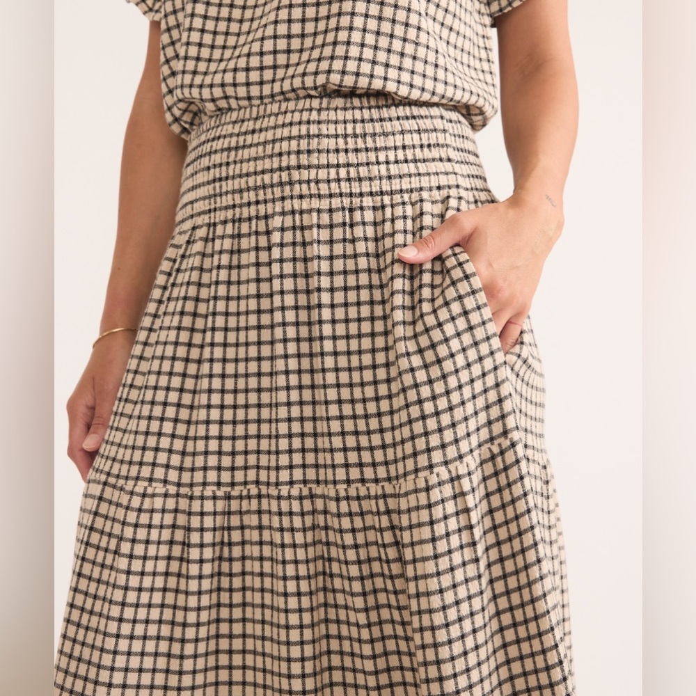 NWOT Marine Layer Smocked Plaid Maxi Skirt with Pockets | XS